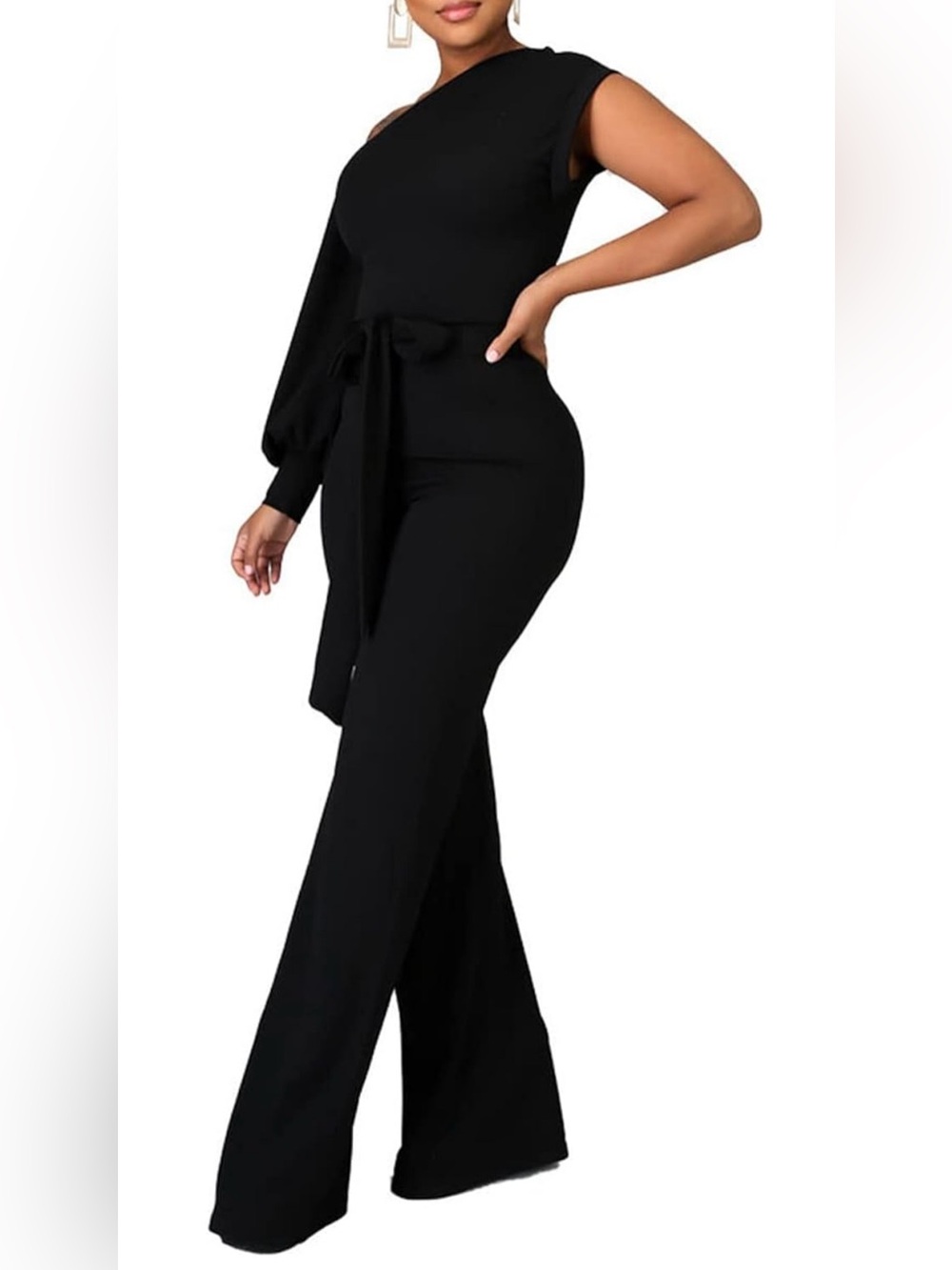 Classic Black Wide-Leg Jumpsuit with Tie Waist